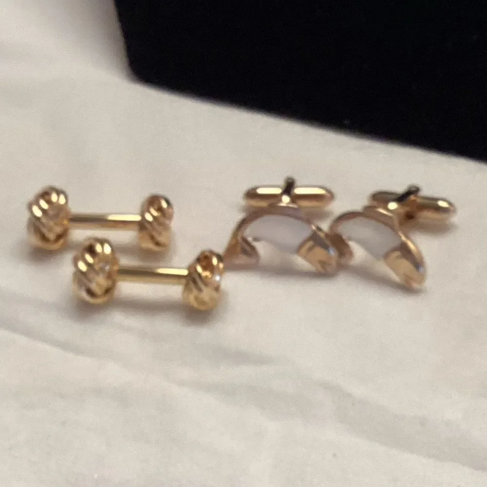 Set of 2 Pair of Cuff Links Goldtone